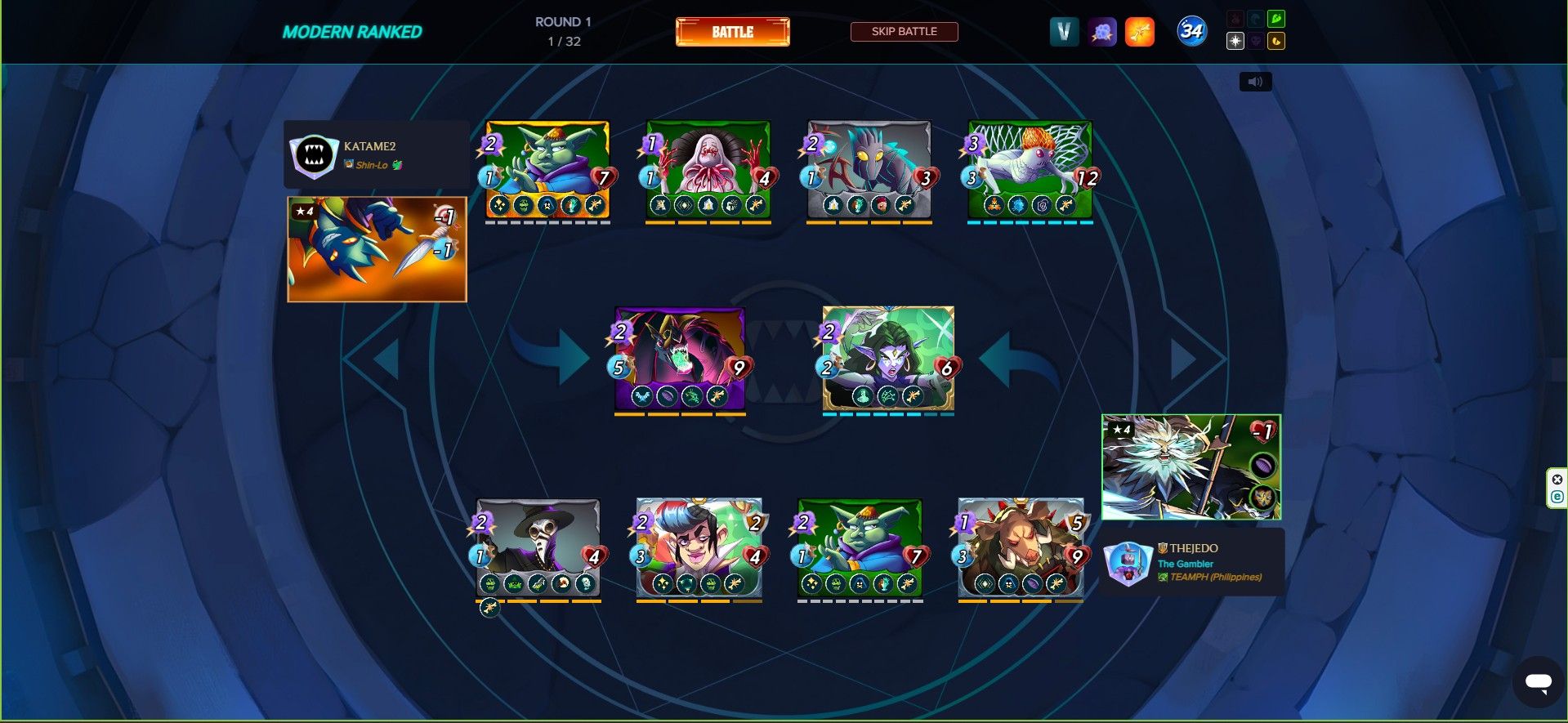 Fizbo granting adjacent units protection from potential reflected magic damage.