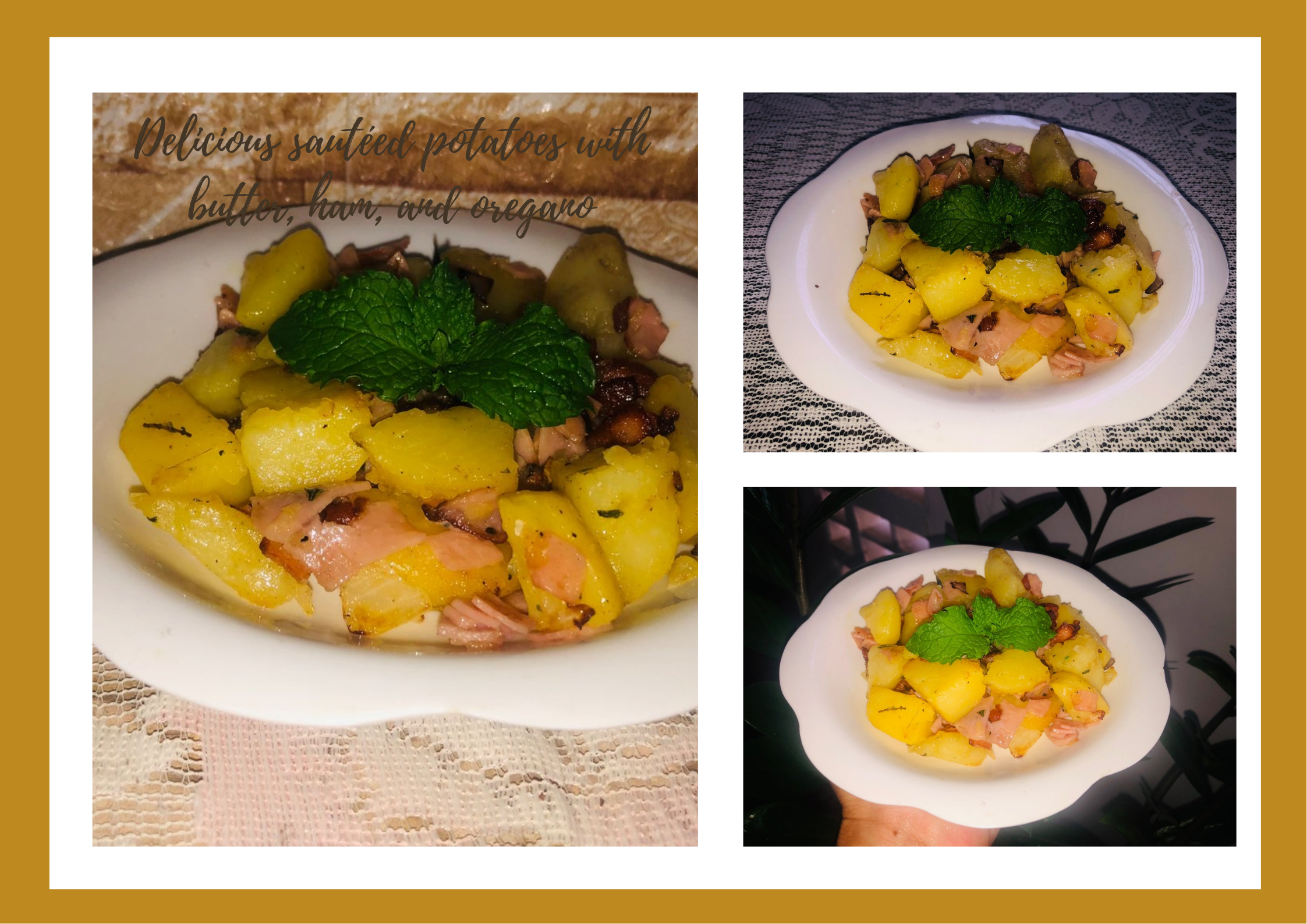  Delicious sautéed potatoes with butter, ham, and oregano [Esp-Eng]