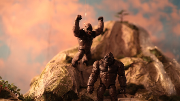 Test shot for the “Kong jumping” scene.