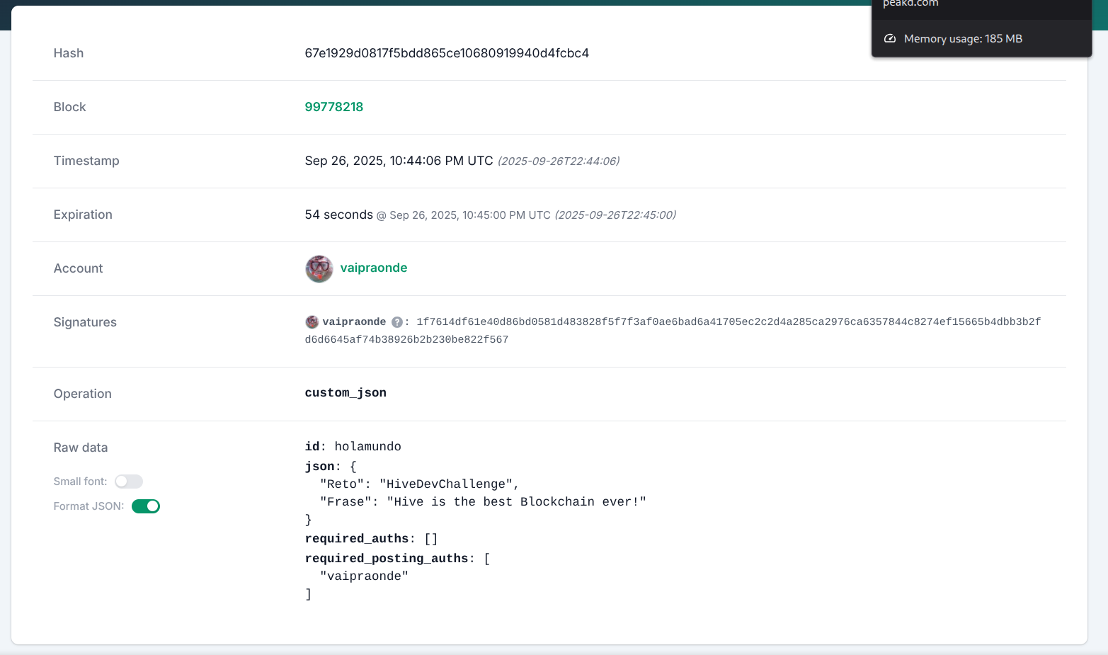 https://hivehub.dev/tx/67e1929d0817f5bdd865ce10680919940d4fcbc4