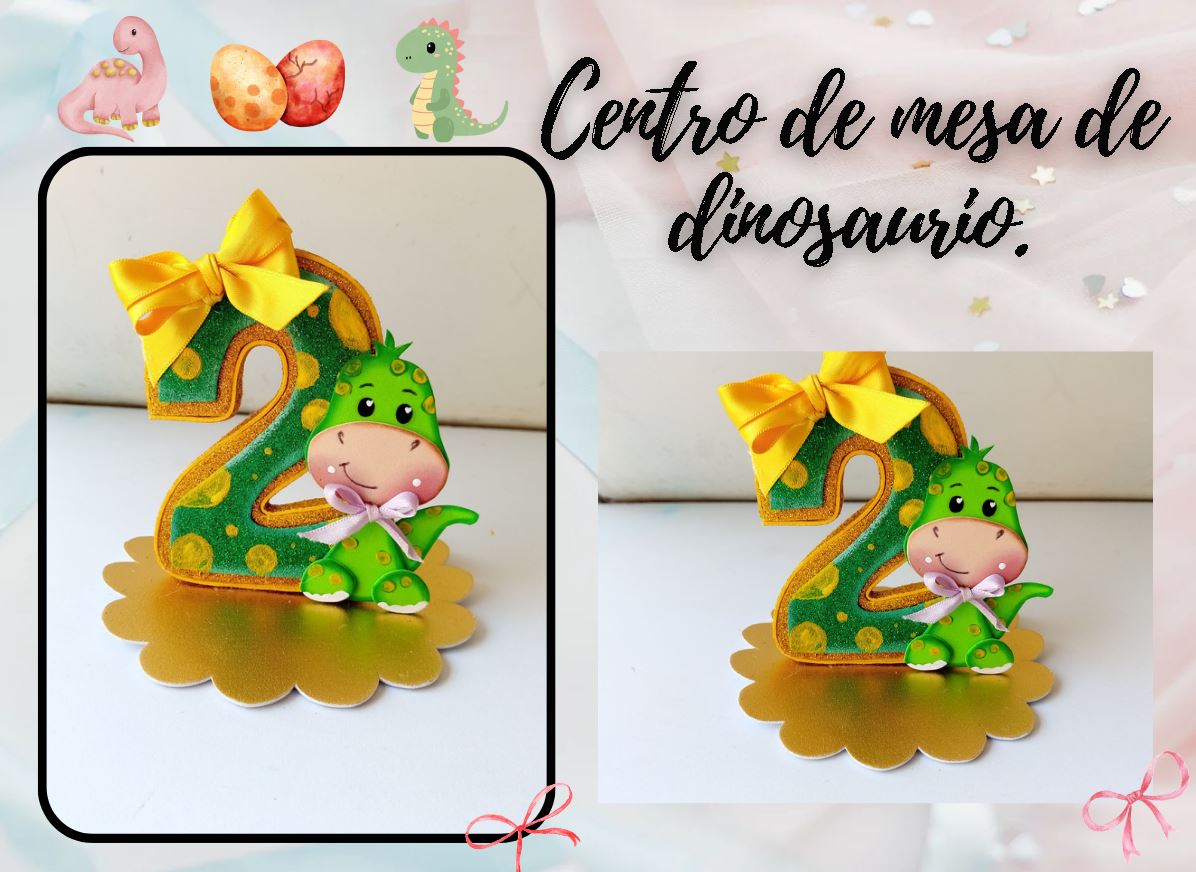 [Esp/Eng]  ✨Centro de mesa con temática de dinosaurio. // Dinosaur themed centerpiece. ✨