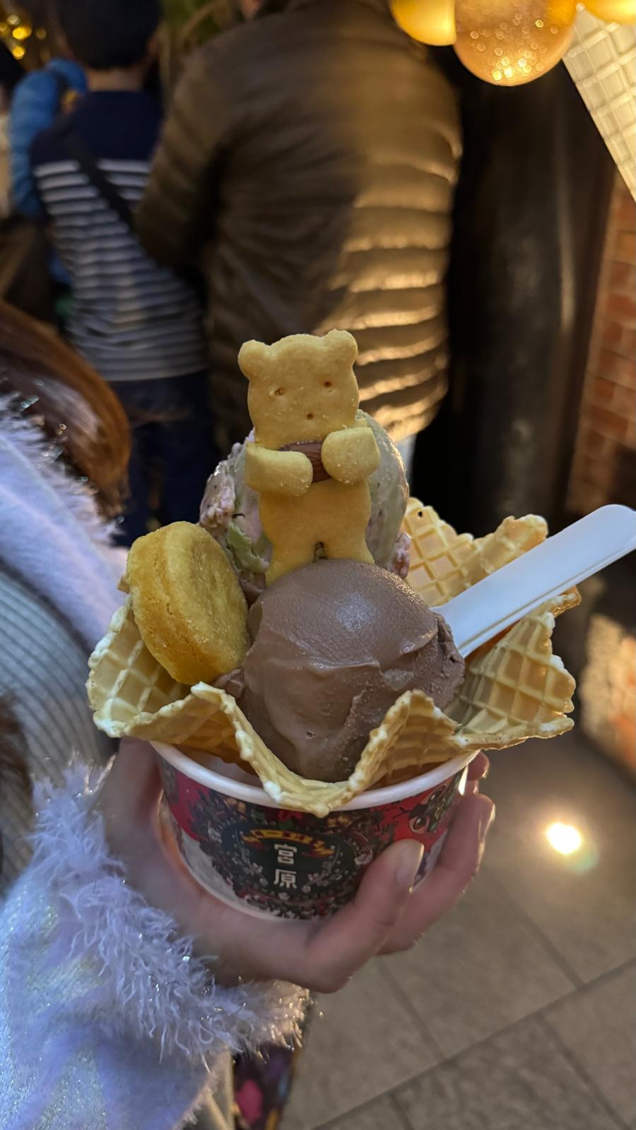 Wife holding onto the ice cream we bought