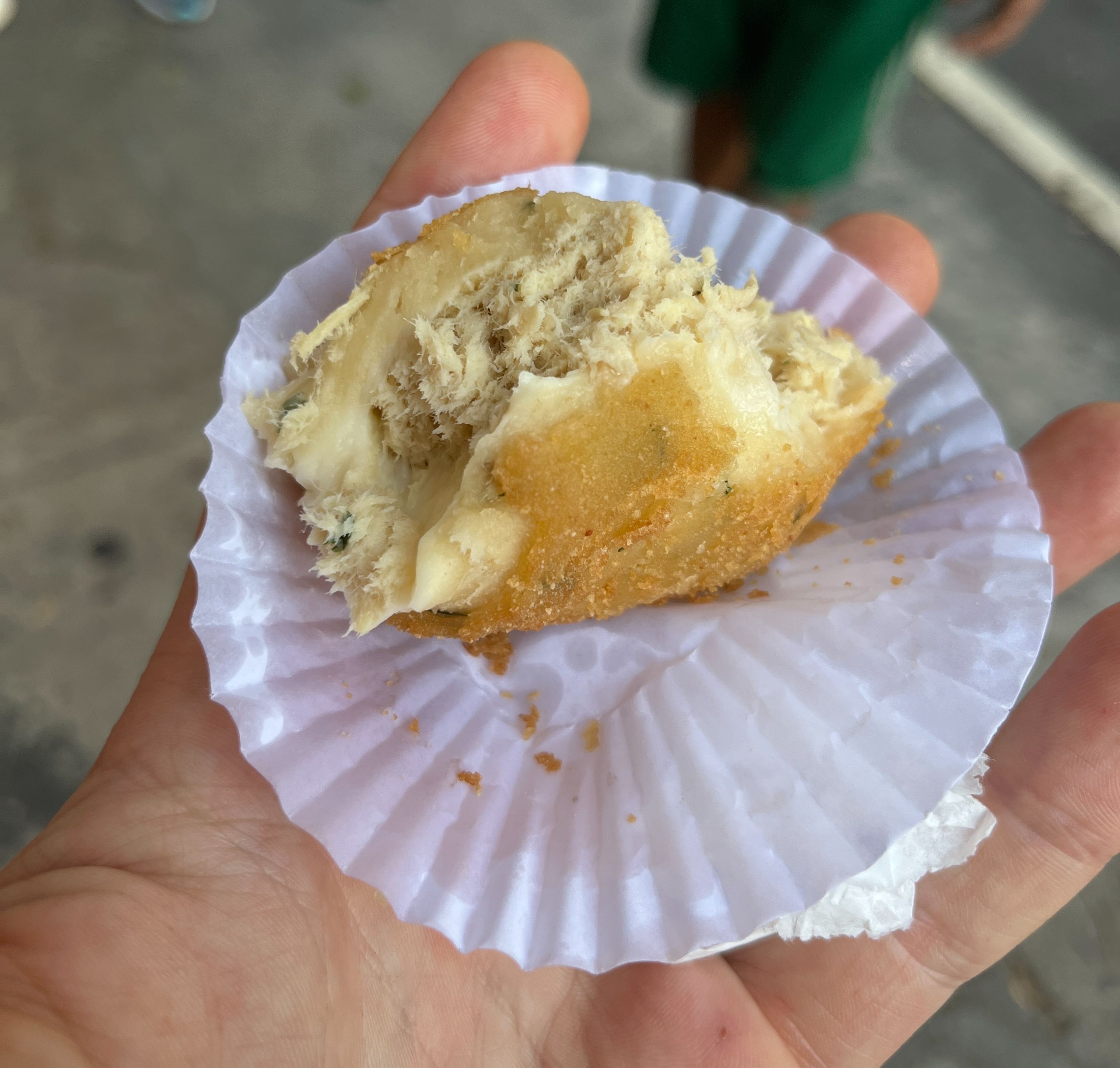 you can see the layer of cheese in between what looks like 2 layers of potato dough