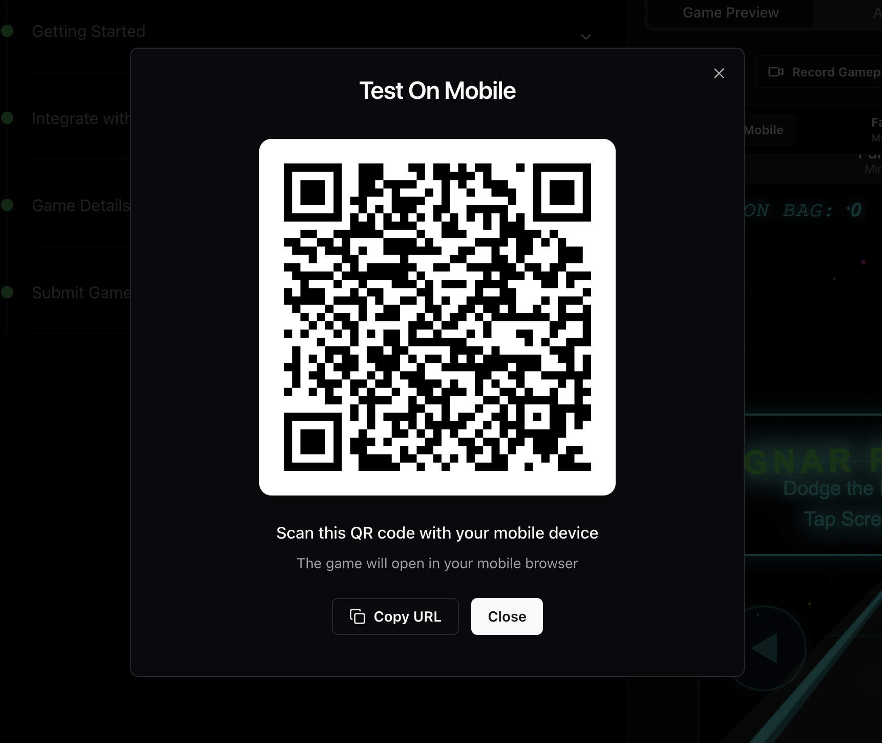 you can literally scan that with your phone and play my game right now