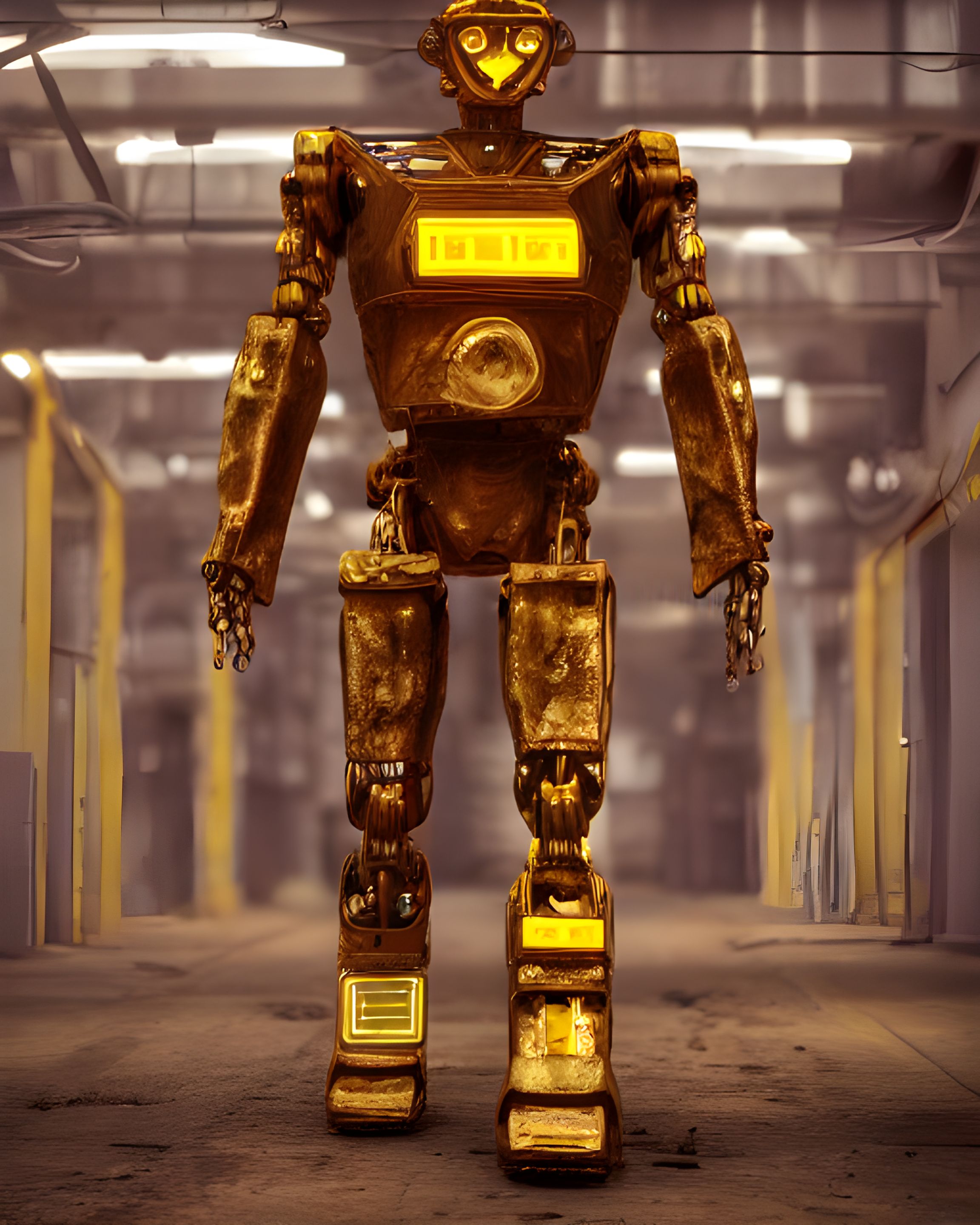 8x - Rusty And Grungy Gold Robot Robotic Legs Old .png