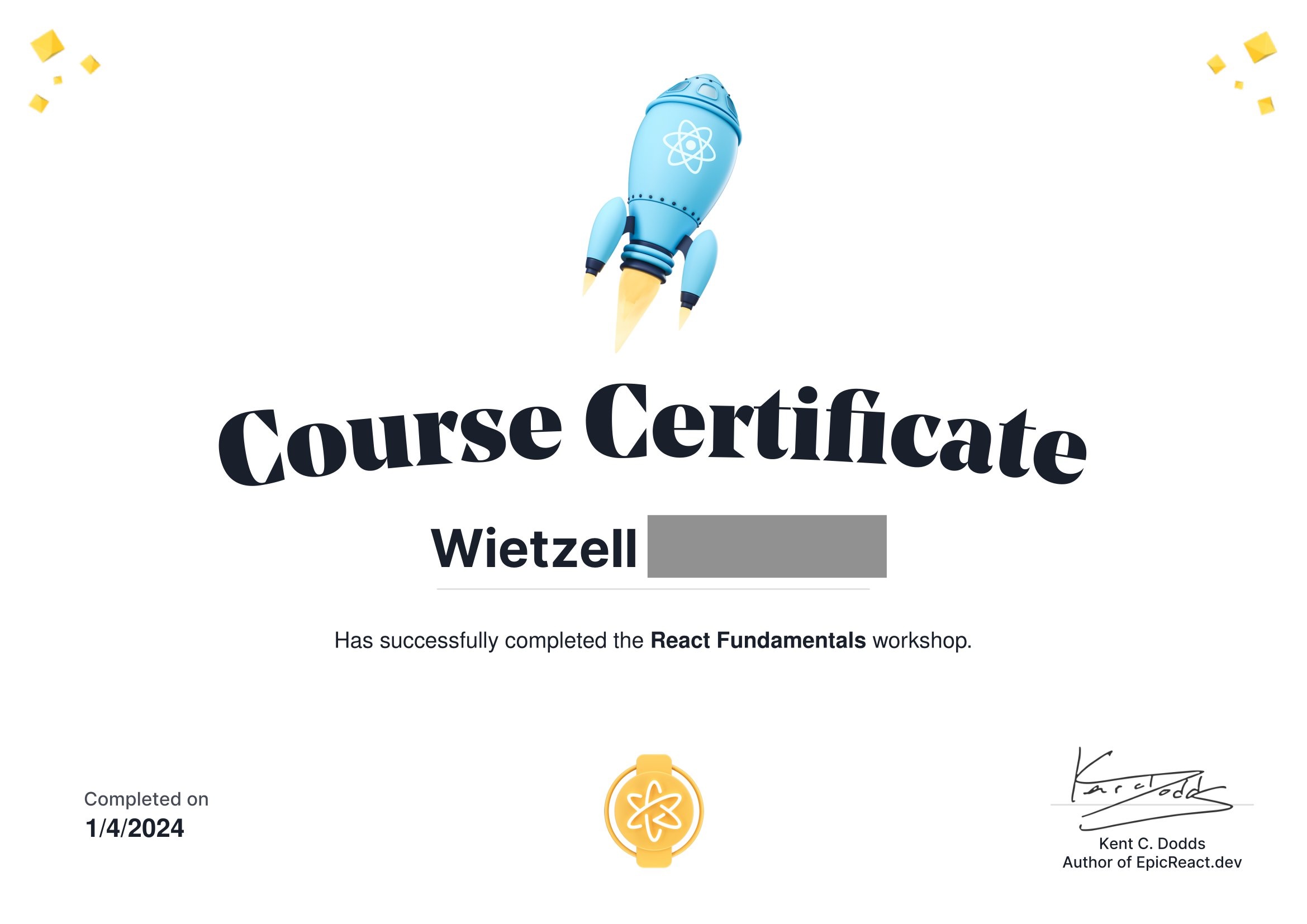 Completing The React Fundamentals Course From Epic React By Kent C. Dodds