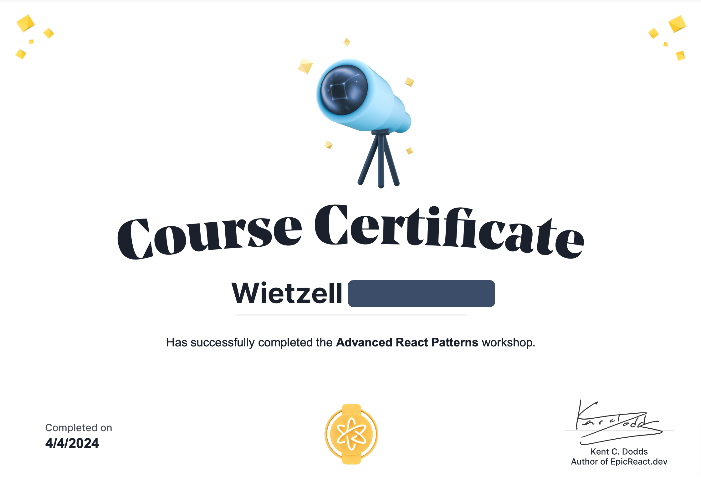 Complicating Things And Completing The Workshop: Advanced React Patterns From Epic React by Kent C. Dodds