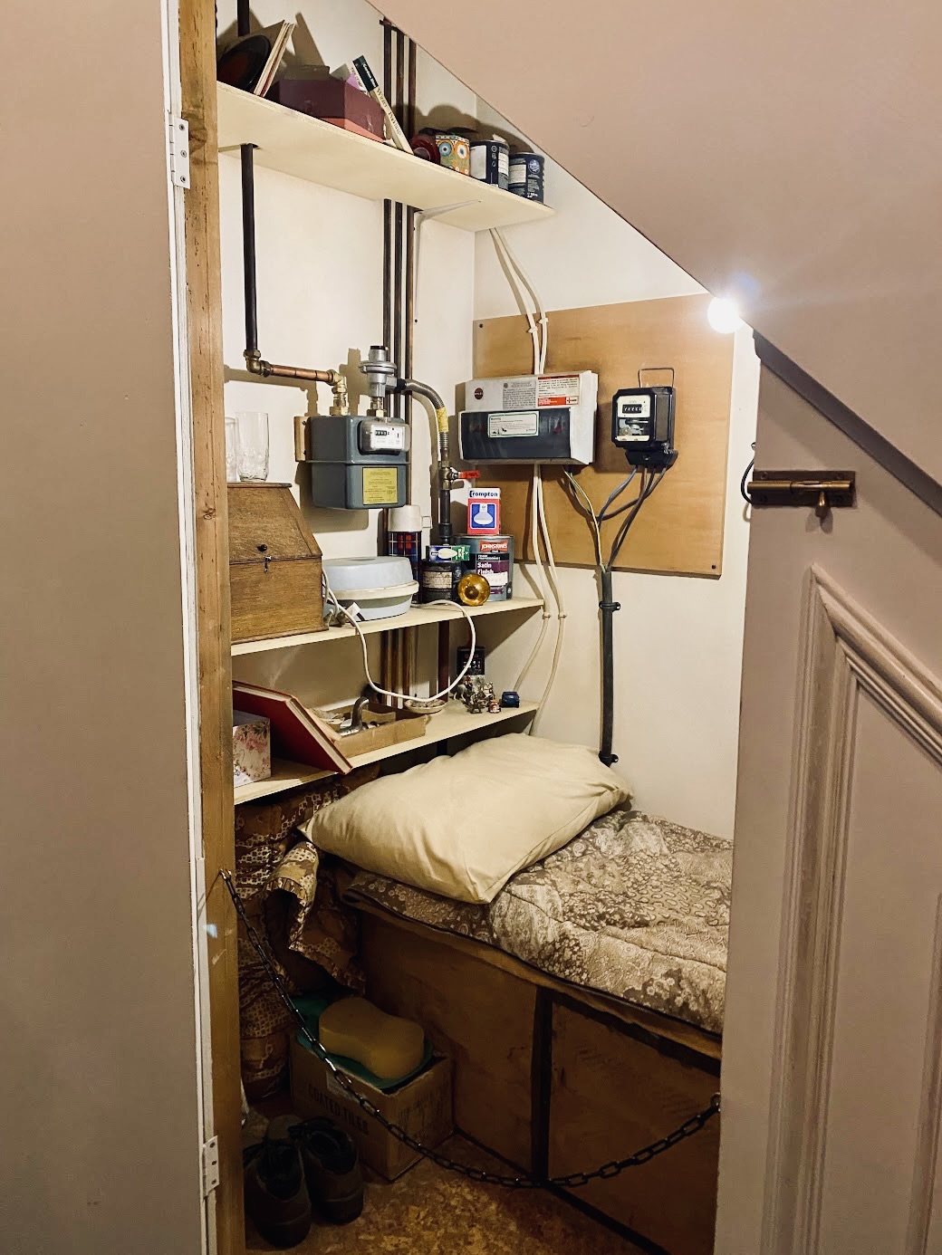 Harry’s room under the cupboard is so small for a living person