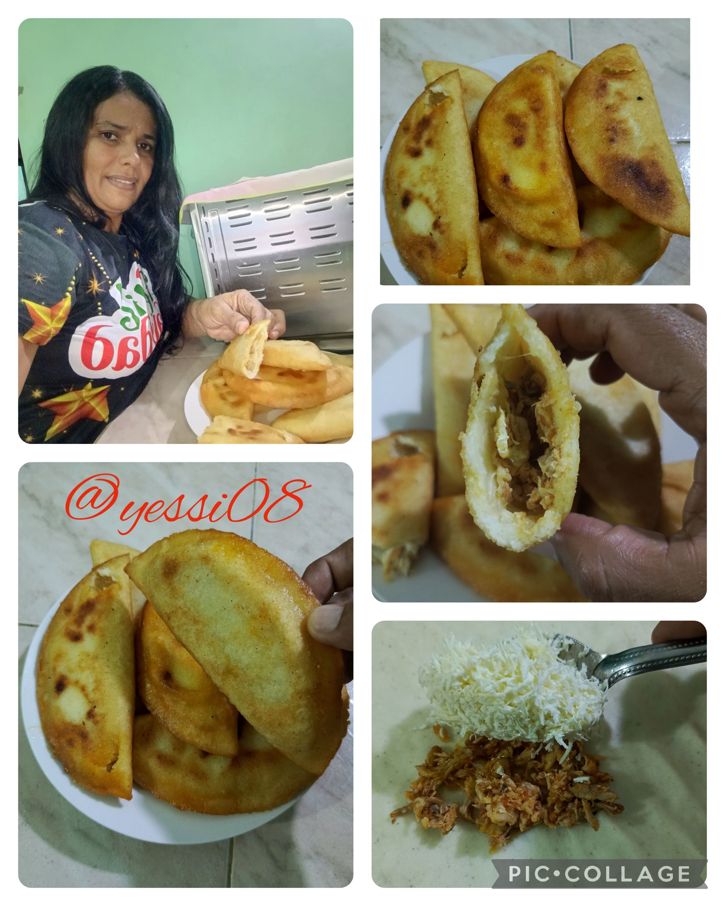 Esp/Eng Delicious 😋 chicken and cheese 🥟 empanadas 🧀, for my family dinner.
