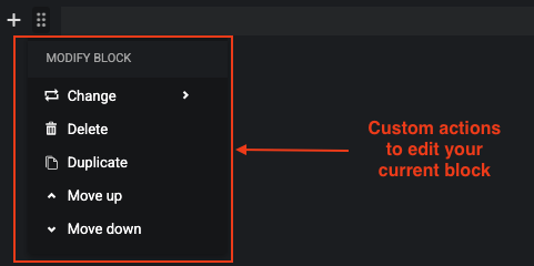 Actions menu