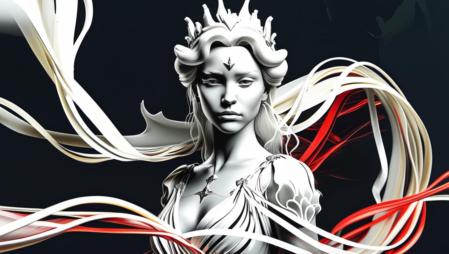 1.Silver Princess Surrounded by Flowing White and Red Silk Fabrics.jpg